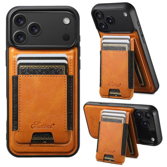 For iPhone 17 Pro Max Suteni H17 Oil Eax Leather MagSafe Detachable Wallet Phone Case(Khaki)