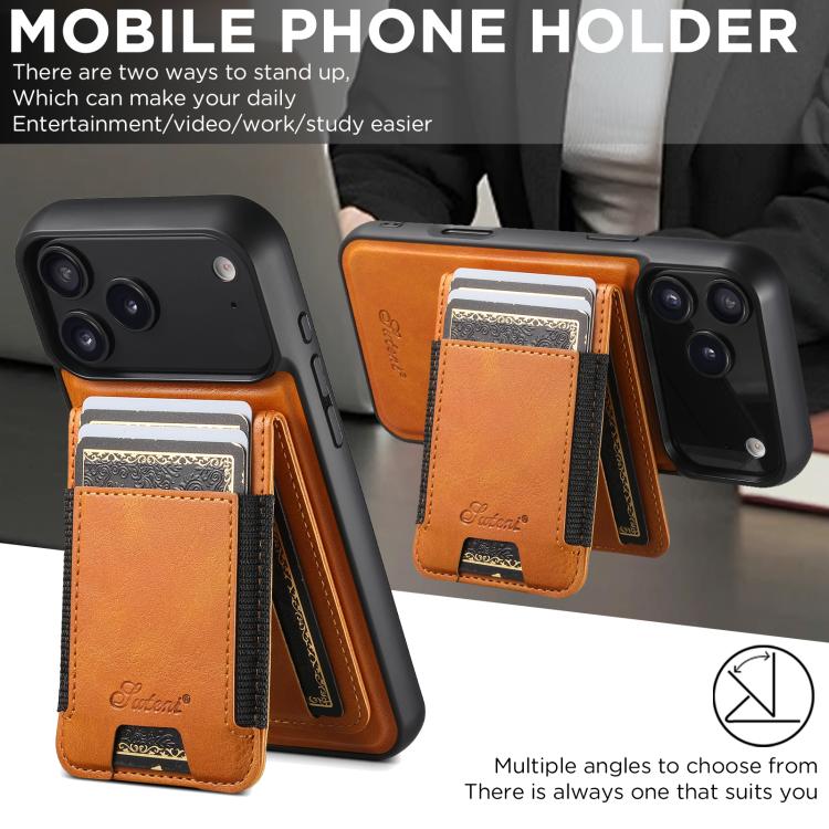 For iPhone 17 Pro Max Suteni H17 Oil Eax Leather MagSafe Detachable Wallet Phone Case(Khaki) - iPhone 17 Pro Max Cases by Suteni | Online Shopping UK | buy2fix