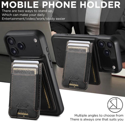 For iPhone 17 Pro Suteni H17 Oil Eax Leather MagSafe Detachable Wallet Phone Case(Black) - iPhone 17 Pro Cases by Suteni | Online Shopping UK | buy2fix