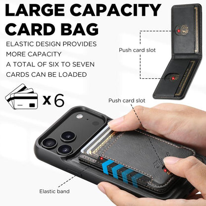 For iPhone 17 Pro Suteni H17 Oil Eax Leather MagSafe Detachable Wallet Phone Case(Black) - iPhone 17 Pro Cases by Suteni | Online Shopping UK | buy2fix