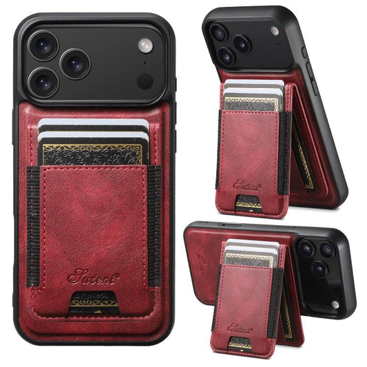For iPhone 17 Pro Suteni H17 Oil Eax Leather MagSafe Detachable Wallet Phone Case(Red) - iPhone 17 Pro Cases by Suteni | Online Shopping UK | buy2fix