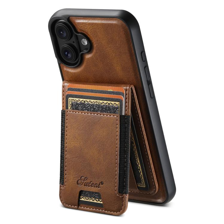 For iPhone 17  Suteni H17 Oil Eax Leather MagSafe Detachable Wallet Phone Case(Brown) - iPhone 17 Cases by Suteni | Online Shopping UK | buy2fix