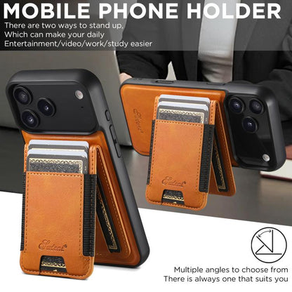 For iPhone 17  Suteni H17 Oil Eax Leather MagSafe Detachable Wallet Phone Case(Khaki) - iPhone 17 Cases by Suteni | Online Shopping UK | buy2fix