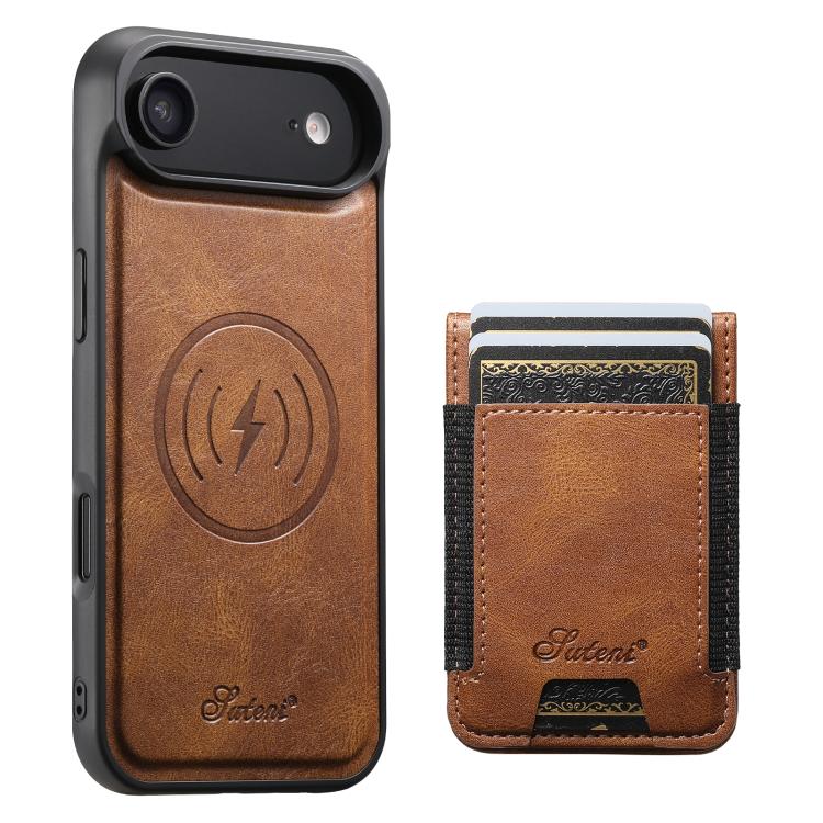 For iPhone Air Suteni H17 Oil Eax Leather MagSafe Detachable Wallet Phone Case(Brown) - iPhone Air Cases by Suteni | Online Shopping UK | buy2fix