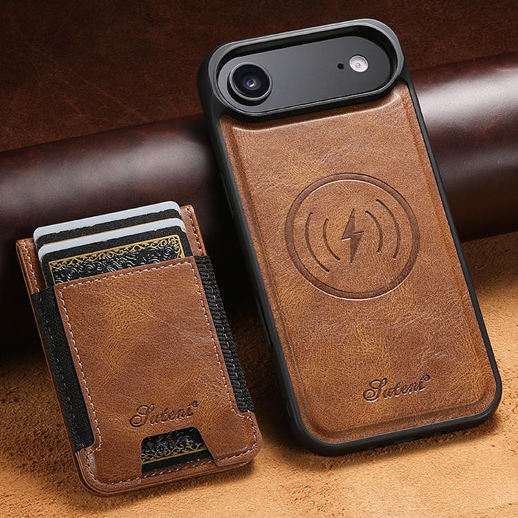 For iPhone Air Suteni H17 Oil Eax Leather MagSafe Detachable Wallet Phone Case(Brown) - iPhone Air Cases by Suteni | Online Shopping UK | buy2fix