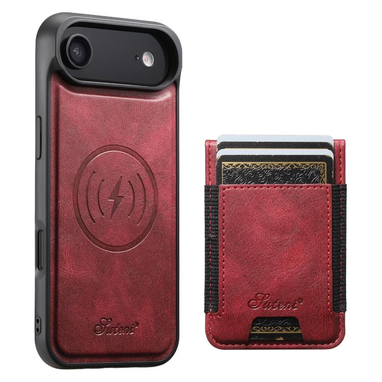 For iPhone 17 Air Suteni H17 Oil Eax Leather MagSafe Detachable Wallet Phone Case(Red) - iPhone 17 Air Cases by Suteni | Online Shopping UK | buy2fix