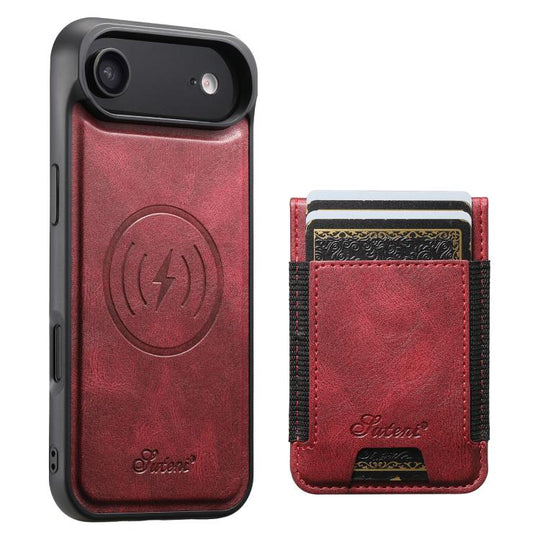 For iPhone Air Suteni H17 Oil Eax Leather MagSafe Detachable Wallet Phone Case(Red)
