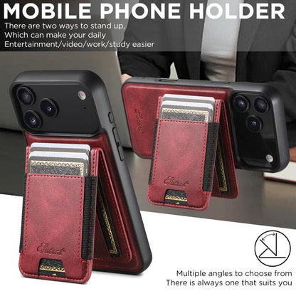 For iPhone 17 Air Suteni H17 Oil Eax Leather MagSafe Detachable Wallet Phone Case(Red) - iPhone 17 Air Cases by Suteni | Online Shopping UK | buy2fix