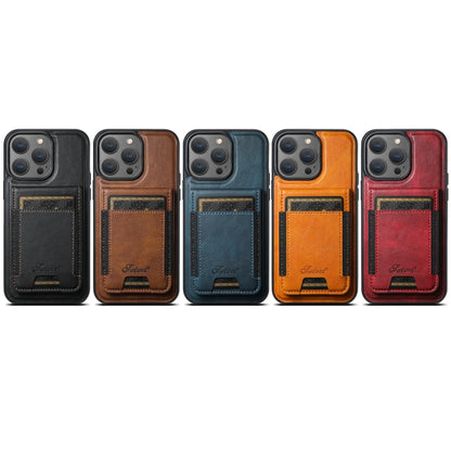 For iPhone 13 Pro Suteni H17 Oil Eax Leather MagSafe Detachable Wallet Phone Case(Black) - iPhone 13 Pro Cases by Suteni | Online Shopping UK | buy2fix