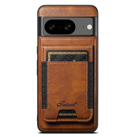 For Google Pixel 8 Suteni H17 Oil Eax Leather Detachable Wallet Phone Case(Brown) by Suteni
