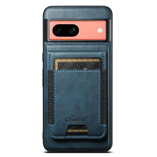 For Google Pixel 7a Suteni H17 Oil Eax Leather Detachable Wallet Phone Case(Blue) by Suteni