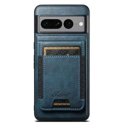 For Google Pixel 7 Pro Suteni H17 Oil Eax Leather Detachable Wallet Phone Case(Blue) by Suteni