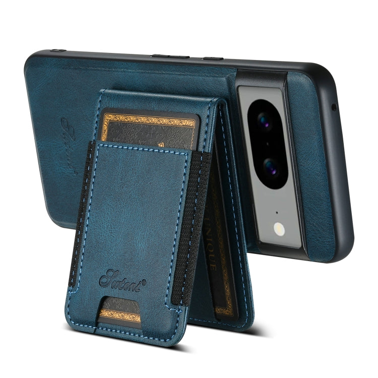 For Google Pixel 7 Pro Suteni H17 Oil Eax Leather Detachable Wallet Phone Case(Blue) by Suteni