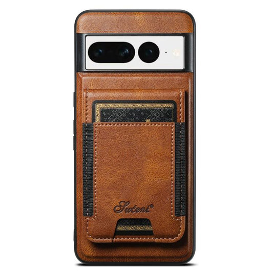 For Google Pixel 7 Suteni H17 Oil Eax Leather Detachable Wallet Phone Case(Brown) by Suteni