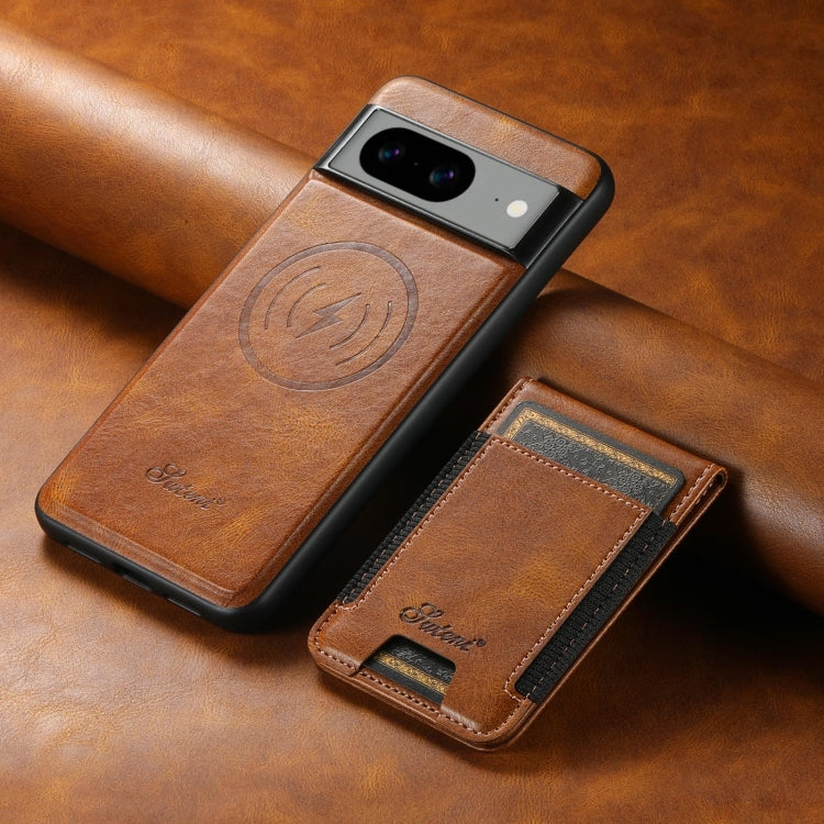 For Google Pixel 6 Pro Suteni H17 Oil Eax Leather Detachable Wallet Phone Case(Brown) by Suteni