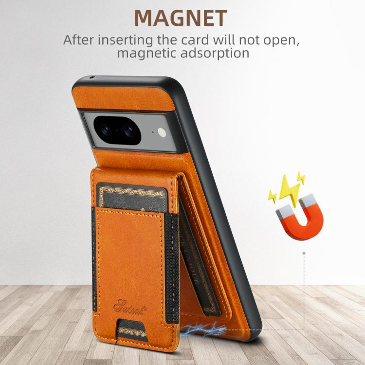 For Google Pixel 10 Suteni H17 Oil Eax Leather Detachable Wallet Phone Case(Khaki) - Google Cases by Suteni | Online Shopping UK | buy2fix