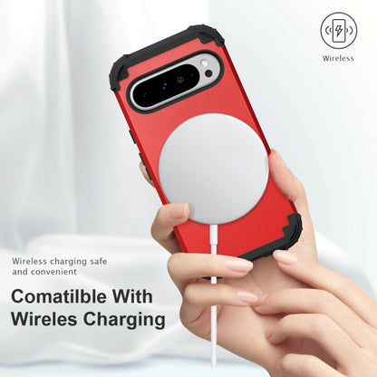 For Google Pixel 9 Pro XL 3 in 1 Silicone Hybrid PC Shockproof Phone Case(Red) - Google Cases by buy2fix | Online Shopping UK | buy2fix