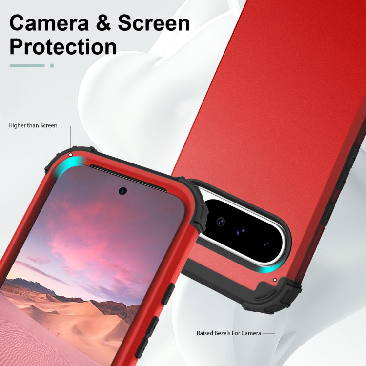 For Google Pixel 9 Pro XL 3 in 1 Silicone Hybrid PC Shockproof Phone Case(Red) - Google Cases by buy2fix | Online Shopping UK | buy2fix