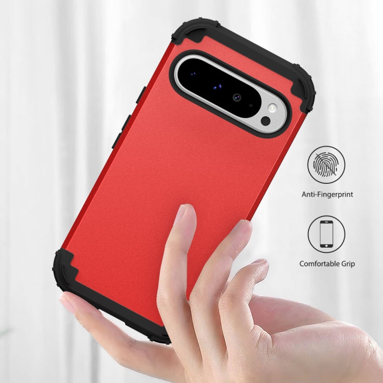 For Google Pixel 9 Pro XL 3 in 1 Silicone Hybrid PC Shockproof Phone Case(Red) - Google Cases by buy2fix | Online Shopping UK | buy2fix