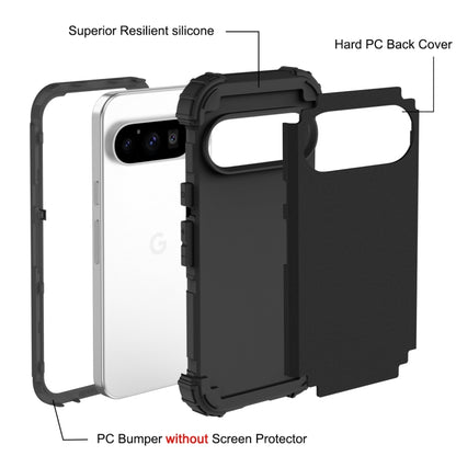 For Google Pixel 9 Pro 3 in 1 Silicone Hybrid PC Shockproof Phone Case(Black) - Google Cases by buy2fix | Online Shopping UK | buy2fix