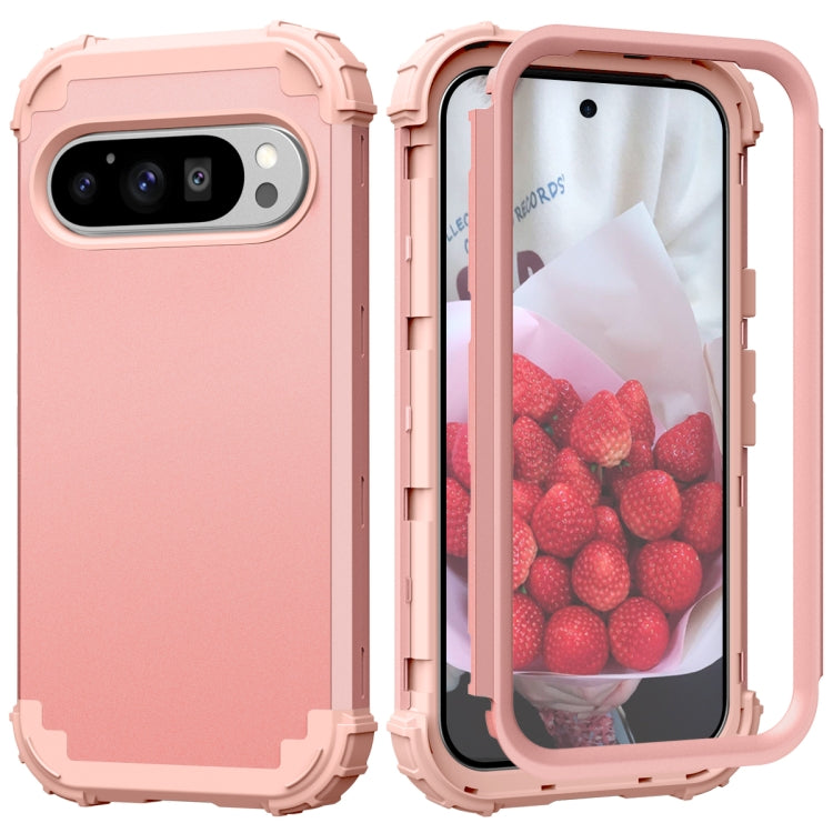 For Google Pixel 9 Pro 3 in 1 Silicone Hybrid PC Shockproof Phone Case(Rose Gold) - Google Cases by buy2fix | Online Shopping UK | buy2fix