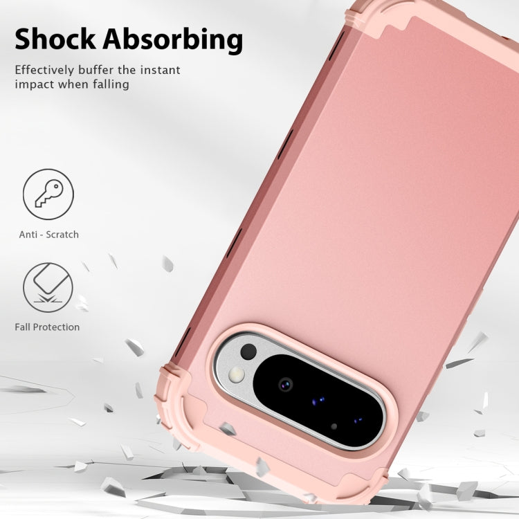 For Google Pixel 9 Pro 3 in 1 Silicone Hybrid PC Shockproof Phone Case(Rose Gold) - Google Cases by buy2fix | Online Shopping UK | buy2fix