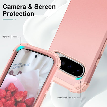 For Google Pixel 9 Pro 3 in 1 Silicone Hybrid PC Shockproof Phone Case(Rose Gold) - Google Cases by buy2fix | Online Shopping UK | buy2fix