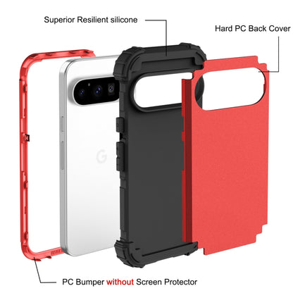 For Google Pixel 9 Pro 3 in 1 Silicone Hybrid PC Shockproof Phone Case(Red) - Google Cases by buy2fix | Online Shopping UK | buy2fix