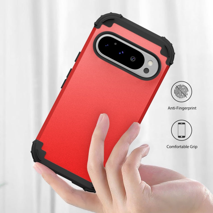 For Google Pixel 9 Pro 3 in 1 Silicone Hybrid PC Shockproof Phone Case(Red) - Google Cases by buy2fix | Online Shopping UK | buy2fix