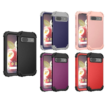 For Google Pixel 9 Pro 3 in 1 Silicone Hybrid PC Shockproof Phone Case(Dark Purple) - Google Cases by buy2fix | Online Shopping UK | buy2fix