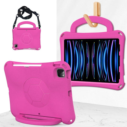 For iPad Pro 11 2018/2020/2021/2022 Handle Football Shaped EVA Shockproof Tablet Case(Rose Red) - More iPad Cases by buy2fix | Online Shopping UK | buy2fix