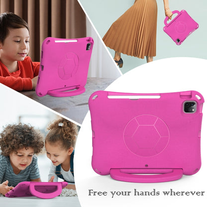 For iPad Pro 11 2018/2020/2021/2022 Handle Football Shaped EVA Shockproof Tablet Case(Rose Red) - More iPad Cases by buy2fix | Online Shopping UK | buy2fix