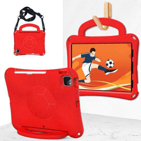 For iPad Air 11 2026 / 2025 / 2024 Handle Football Shaped EVA Shockproof Tablet Case(Red)