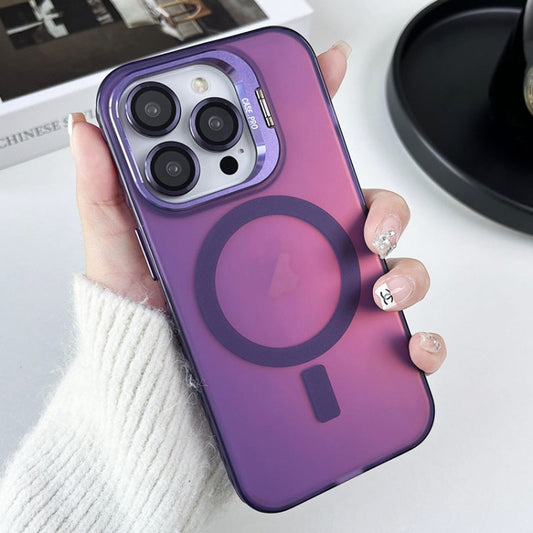 For iPhone 14 Pro Lens Holder MagSafe PC Hybrid TPU Phone Case(Purple) - iPhone 14 Pro Cases by buy2fix | Online Shopping UK | buy2fix