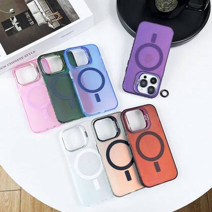 For iPhone 12 Pro Lens Holder MagSafe PC Hybrid TPU Phone Case(Green) by buy2fix
