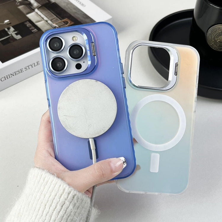 For iPhone 15 Pro MagSafe Lens Holder PC Hybrid TPU Phone Case(Blue) - iPhone 15 Pro Cases by buy2fix | Online Shopping UK | buy2fix