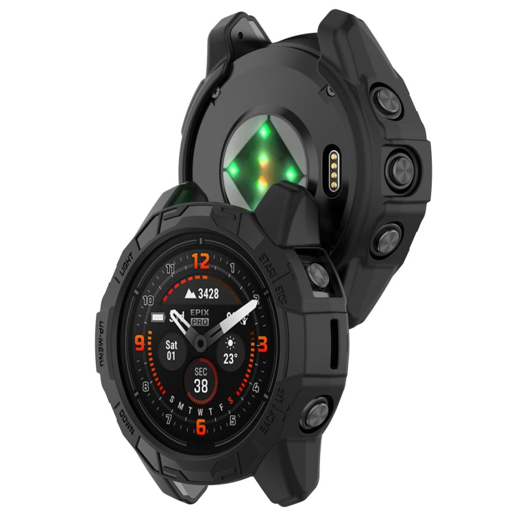 For Garmin Quatix 7 Pro Armored Hollow Half Pack TPU Watch Protective Case(Black) by buy2fix