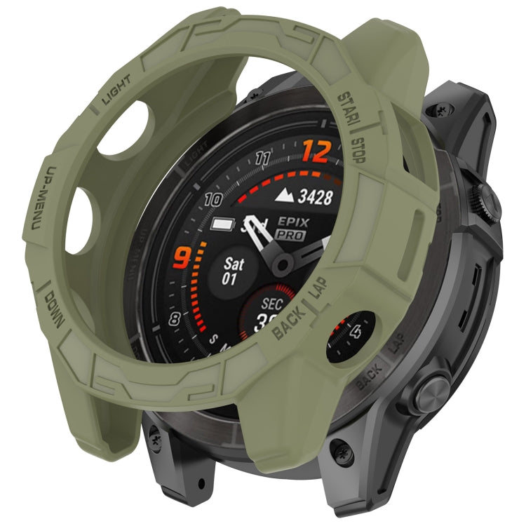 For Garmin Quatix 7 Pro Armored Hollow Half Pack TPU Watch Protective Case(Green) by buy2fix