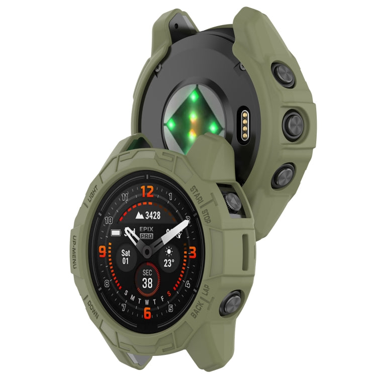 For Garmin Quatix 7 Pro Armored Hollow Half Pack TPU Watch Protective Case(Green) by buy2fix