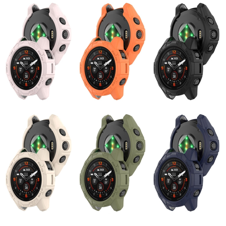 For Garmin Quatix 7 Pro Armored Hollow Half Pack TPU Watch Protective Case(Green) by buy2fix