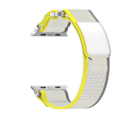 For Apple Watch Ultra 2 49mm Double Hook and Loop Faster Nylon Watch Band(Yellow + Beige) by buy2fix
