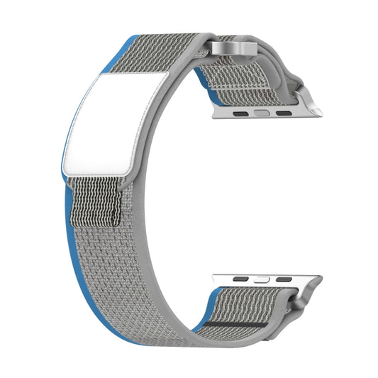 For Apple Watch Ultra 2 49mm Double Hook and Loop Faster Nylon Watch Band(Blue+Grey) by buy2fix