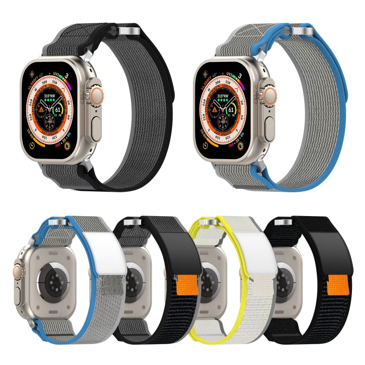 For Apple Watch Ultra 2 49mm Double Hook and Loop Faster Nylon Watch Band(Blue+Grey) by buy2fix