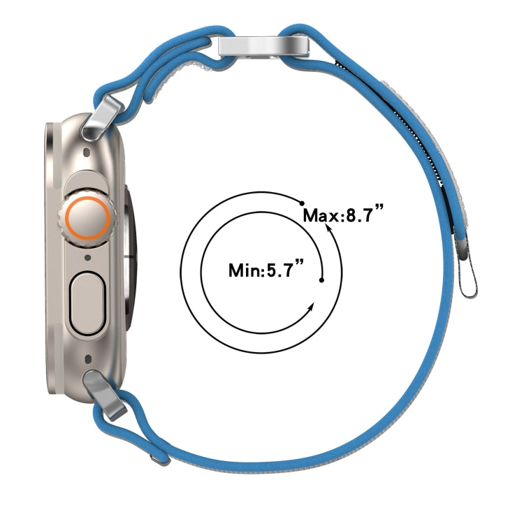 For Apple Watch Ultra 2 49mm Double Hook and Loop Faster Nylon Watch Band(Blue+Grey) by buy2fix