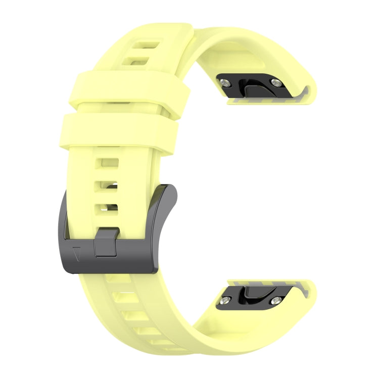 For Garmin Quatix 7 Pro Solid Color Black Buckle Silicone Quick Release Watch Band(Yellow) - Watch Bands by buy2fix | Online Shopping UK | buy2fix