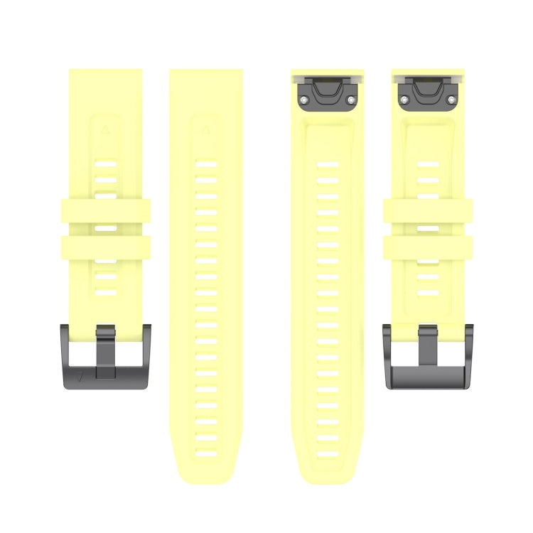 For Garmin Quatix 7 Pro Solid Color Black Buckle Silicone Quick Release Watch Band(Yellow) - Watch Bands by buy2fix | Online Shopping UK | buy2fix