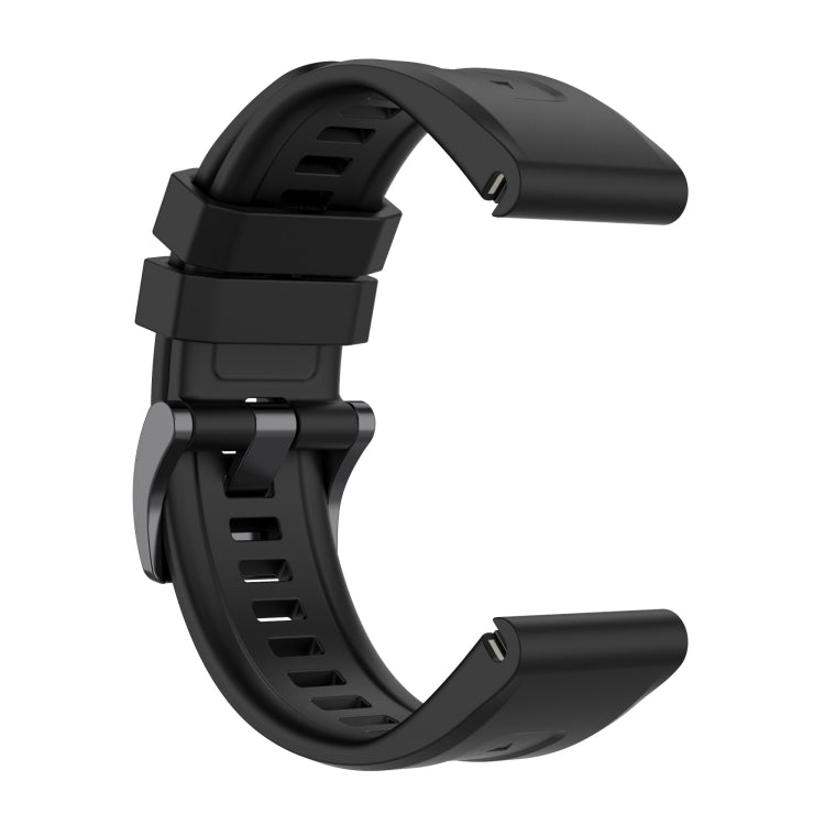 For Garmin Fenix 7 Pro Solid Color Black Buckle Silicone Quick Release Watch Band(Black) - Watch Bands by buy2fix | Online Shopping UK | buy2fix