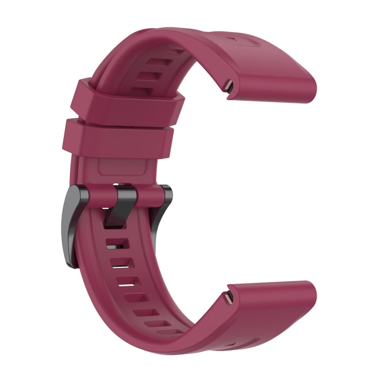 For Garmin Fenix 7 Pro Solid Color Black Buckle Silicone Quick Release Watch Band(Wine Red) - Watch Bands by buy2fix | Online Shopping UK | buy2fix