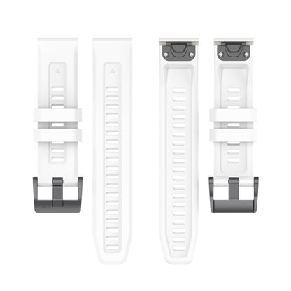 For Garmin Fenix 7 Pro Solid Color Black Buckle Silicone Quick Release Watch Band(White) - Watch Bands by buy2fix | Online Shopping UK | buy2fix