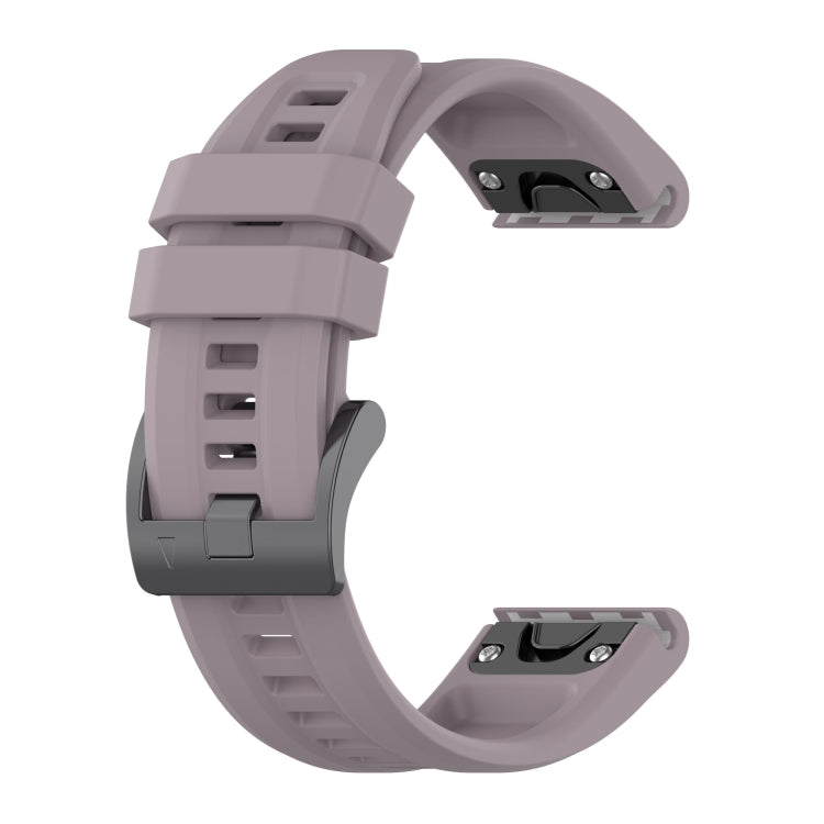 For Garmin Fenix 7 Solar / Sapphire Solar Solid Color Black Buckle Silicone Quick Release Watch Band(Purple) - Watch Bands by buy2fix | Online Shopping UK | buy2fix